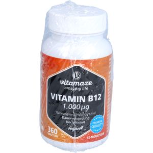 Vitamin B12 1000 ug vysoká dávka vegan, 360 St TAB