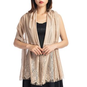 Damen-Schal, weich, passt sich der Haut an, elegant, vielseitig einsetzbar, für den täglichen Gebrauch, Polyester-Spitze, kleiner Quasten-Schal, Damen-Accessoires, Champagner