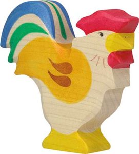 Holzfigur Hahn (Bauernhof-Tiere) Holztiger 1100 Goki 80014 - Tiere aus Holz Holztiere