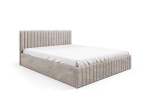 Polsterbett 180x200 Beige Boucle Stoff Bett mit Metall - Lattenrost mit Stauraum