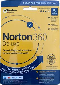 Norton 360 Deluxe 2023 Antivirus Software 5 Geräte 1-Jahr 50GB Cloud