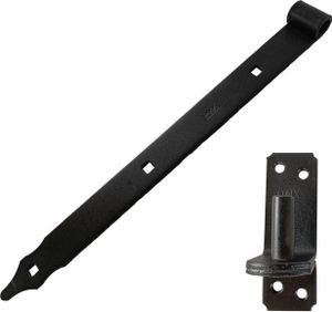 Ladenband schwarz mit Kloben · 400 x 35 x 4 mm · verschiedene Größen · Torband · Verschluss · Zaunbeschlag