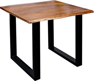 Esstisch Baumkante massiv Akazie nussbaumfarben 90 x 90 schwarz QUINN
