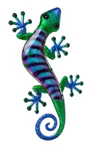 Wanddeko Gecko Metall Deko Tier Figur Lurch Echse Eidechse Drachen Skulptur