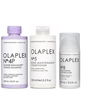 Olaplex Set - No.4P Blonde Enhancer Toning Shampoo 250ml + No.5 Bond Maintenance Conditioner 250ml + No.8 Bond Intense Moisture Mask 100ml