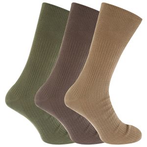 Herren Big Foot Diabetiker Socken (3 Paar) MB385 (45-49 EU) (Braun/Olive/Beige)
