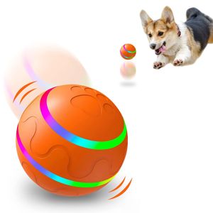 Interaktives Hundespielzeug ball, Hundeball-Spielzeug Selbstdrehender Huepfball, 360° Rollen Elektrisch Ball mit LED-Licht, USB Wiederaufladbares, Smart Wicked Ball für Katzen Hunde,Gelb