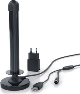 Aplic DVB-T2 HD antena aktywna - cyfrowa antena prętowa HDTV antena wewnętrzna wzmacniacz antenowy - kabel 4 m USB i wtyk koncentryczny wraz z zasilaczem USB