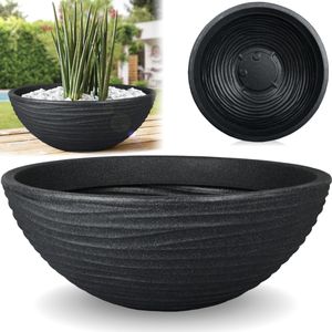 XL Pflanzschale Ø 52 cm Pflanz Blumen Kübel Schale Kunststoff rund Anthrazit XL Pflanzschale Ø 52 cm Pflanz Blumen Kübel Schale Kunststoff rund Anthrazit