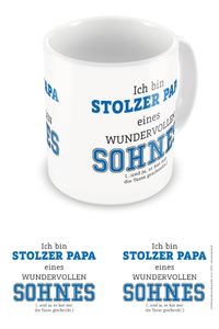 Fun - Tasse - Stolzer Vater eines Sohnes - Keramik Tasse - Größe Ø8,5 H9,5cm