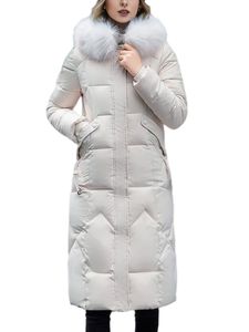 Damen Steppmäntel Kapuzen Verdickte Jacke Casual Outwear Tasche Winter Warm Trenchcoats Weiß,Größe S