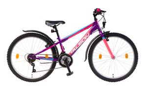 TALSON 24 Zoll Kinderfahrrad TURBO mit 18 Gang Schaltung und Beleuchtung nach StVZO Lila