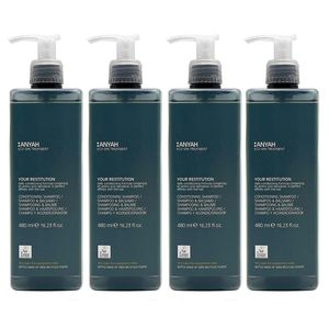 Anyah Shampoo & Spülung – Stärkung und Schutz für Haut und Haar – Umweltzeichen- – Hergestellt in Italien – 4 x 480 ml Set