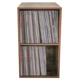 Aufbewahrungsschrank für Vinyl-LP-Schallplatten - Bücherregal - 2 Fächer - Nussbaum