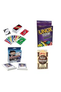 MNZ-Uno + Unox + Monopoly Deal + Tell Me 4-teiliges Set 4LEGENDSET