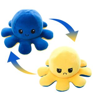 Octopus Plüsch Oktopus Plüschtier Doppelseitiges Kuscheltier Stimmung octopus Gelb+Blau 20cm