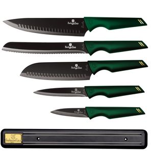 BERLINGERHAUS BH-2696 Sada nožů s nepřilnavým povrchem 6 ks Emerald s magnetickým držákem