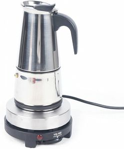 Espressokocher, Elektrisch Kaffeekocher Mokkakanne aus Edelstahl, Espressokanne Kaffeebereiter  (300ml, 6Tassen)