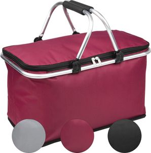 Einkaufskorb Kühlkorb 25 L Faltbarer Einkaufskorb Picknickkorb Korb Körbchen klappbar Einkaufstasche Kühltasche isoliert Bordeaux