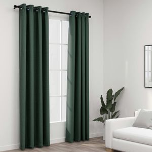 vidaXL Zatemňujúce závesy Eyelets Linen Optics 2 ks. Zelené 140x225 cm