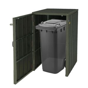 1er WPC-Mülltonnenverkleidung MCW-J28, Premium Mülltonnenbox, Metall Holzoptik, erweiterbar  grau