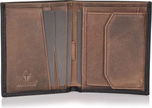 DONBOLSO Slim Wallet Rome - Smart Wallet Echtleder Geldbörse mit RFID Schutz, Mini Geldbörse für Damen und Herren, Ledergeldbörse mit 8 Kartenfächern - Kartenbörse für Herren, Schwarz-Braun