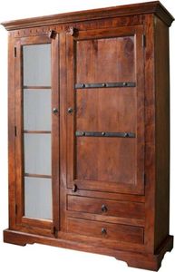 MASSIVMOEBEL24 Vitrine Akazie 110x45x155 nougat lackiert OXFORD #425