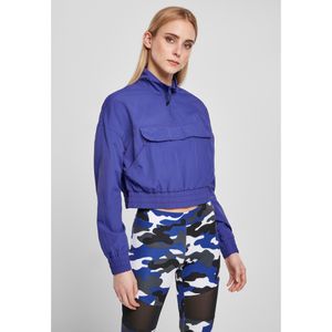 Urban Classics Damen Leichte Jacke Ladies Cropped Crinkle Nylon Pull Over Jacket Bluepurple-M