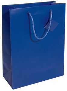 SIGEL GT504 Geschenktasche mittel - ultramarinblau - matt - mit Bodeneinlage und Geschenkanhänger - Papier - 17 x 23 cm