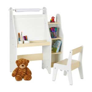 relaxdays Kindertafel mit Fächern und Stuhl