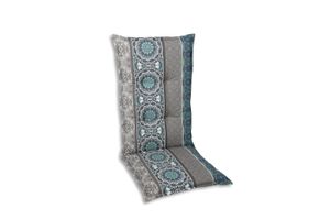 GO-DE Textil, Sesselauflage hoch, Ornamentstreifen blau grau, 20331-01