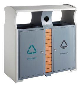 Abfallbehälter für Abfalltrennung draussen grau (31650446)