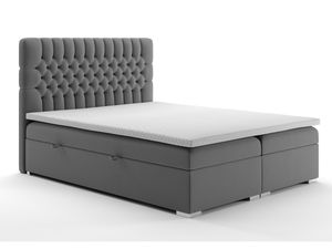 MOB, Manželská posteľ Boxspring 140 cm - Daliny (sivá) (s úložným priestorom)