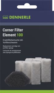 Dennerle 5662 Corner Filter Element 100 - Ersatzkartusche für Eckfilter XXL, 2er Pack - 2x Filterelement inkl. 1 Filterschwamm