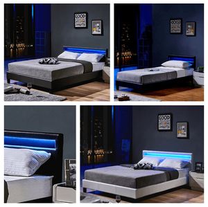 LED Bett ASTRO mit Matratze - Variantenauswahl, Farbe:weiß, Größe:140 x 200 cm, Ausführung:mit Matratze