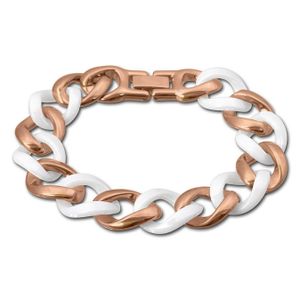 Amello Edelstahl Armband Panzer Damen Schmuck rosegold weiß ESAX20W8