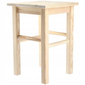 Dřevěná stolička KADAX, podnožka z přírodního nelakovaného borovicového dřeva (čtvercová světlá)