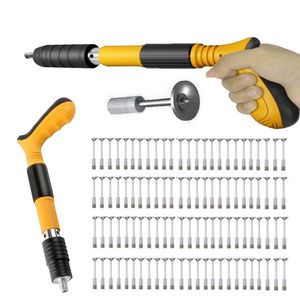 MODFU Manuelle Nagelpistole mit 100 Runden Nägeln,Mini Nail Tool Nagelpistole,Tragbare Nail Gun Einstellbare Schalldämpfer Stahl Nagel Pistole Pistole,Bolzenschussgerät für Stahl,Beton,Zementwand,Haushalt Gelb