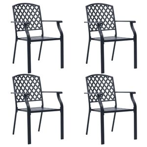 vidaXL Záhradné stoličky 4 ks Sieťový dizajn Oceľová čierna