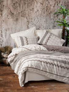 L'Essentiel Linge de Maison, Aren - Brown, zestaw podwójnej poszwy na kołdrę Ranforce (PL), 100% BAWEŁNA RANFORCE, brązowy, 200 x 200 cm