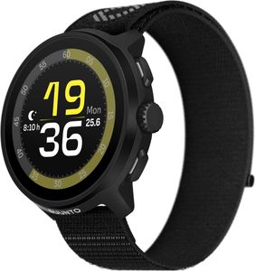Suunto Run All Black 45mm SS051109000 Leichte Sportuhr für Läufer Edelstahlgehäuse, Nylon-Textil Armband