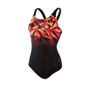 Speedo Hyperboom Badeanzug Damen schnelltrocknend und chlorbeständig, Farbe:Orange, Größe:44