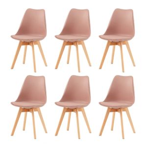 IPOTIUS sada 6 jídelních židlí SGS s masivní bukovou nohou, skandinávský design čalouněné kuchyňské židle kuchyňské dřevo, kouřově růžová barva