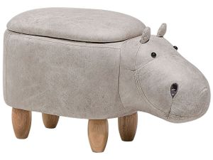 BELIANI Zvieracia stolička hroch s úložným priestorom sivá umelá koža drevené nohy