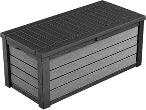 Keter Brushwood Aufbewahrungsbox - 155x72.4x64.4cm - 570 Liter Fassungsvermögen - Kunststoff - Anthrazit - Holzoptik - einfach zu montieren