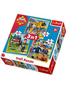 Trefl Spiele & Puzzle 3in1 Puzzle 20/36/50 Teile - Feuerwehrmann Sam Puzzle Feuerwehr Puzzle Kleinkind Feuerwehr