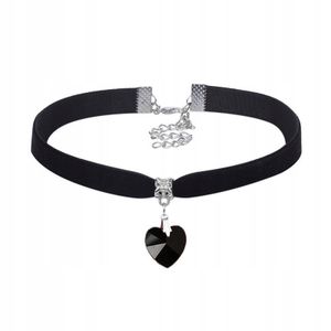 CHOKER CLASSIC HANDSHIP MIT KREIS HERZ ANHÄNGER Gothic SCHWARZ