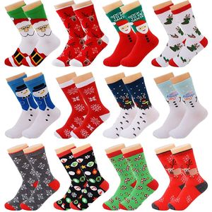 12-Paar Weihnachtssocken Nette Socken Weihnachtssocken Baumwollsocken Uni-Farbe lustige Socken Bettsocken Warme Socken Frauen Winter Socken