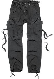 Brandit - M65 Ladies Trouser Schwarz Black Cargo Hose vintage Baumwolle Leder Damen Größe 28