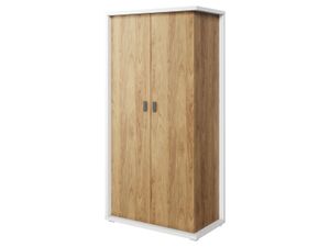 Furniture24 Kleiderschrank Massi MS2 Schrank Drehtürenschrank 2 Türiger Jugendzimmerschrank mit Kleiderstange 5 Einlegeboden